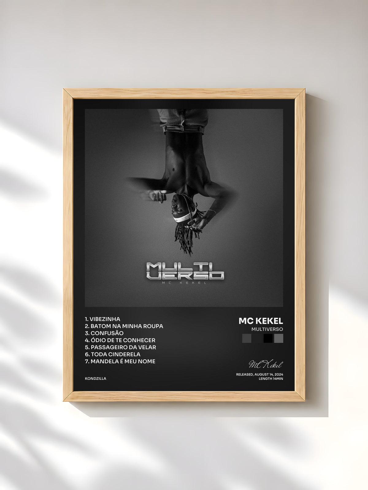 #bois Tableau de l'album Multiverso de MC Kekel, cadre en bois brut, imprimé et encadré en France
