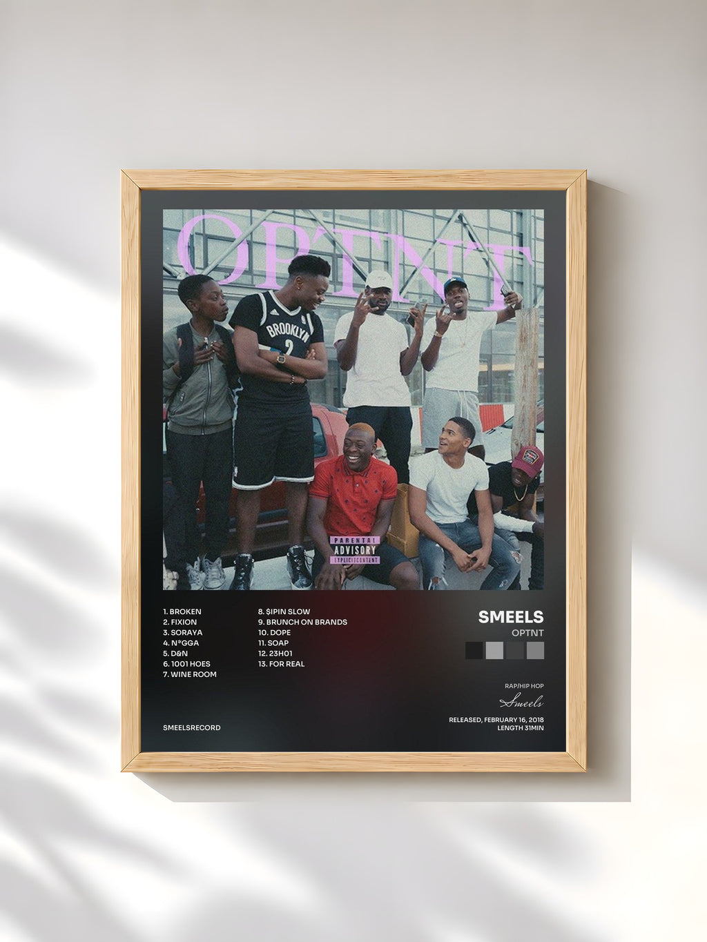 #bois Tableau de l'album OPTNT de Smeels, cadre en bois brut, imprimé et encadré en France