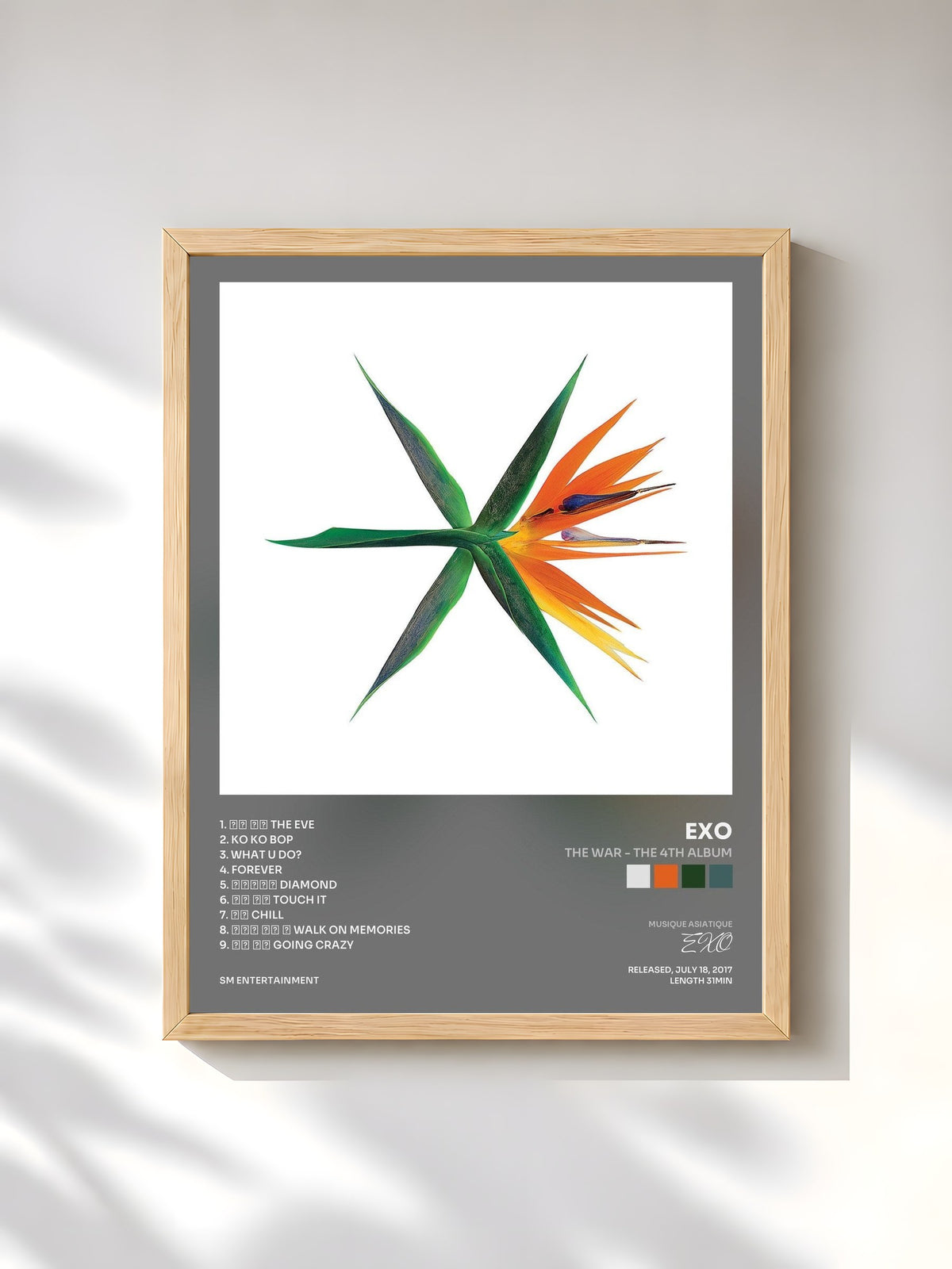 #bois Tableau de l'album THE WAR - The 4th Album de EXO, cadre en bois brut, imprimé et encadré en France