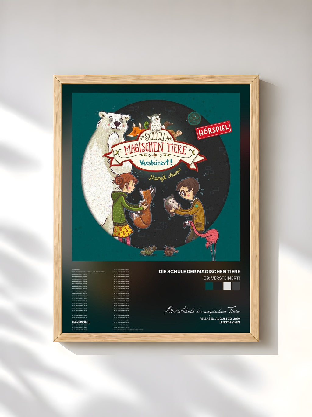 #bois Tableau de l'album 09: Versteinert! de Die Schule der magischen Tiere, cadre en bois brut, imprimé et encadré en France