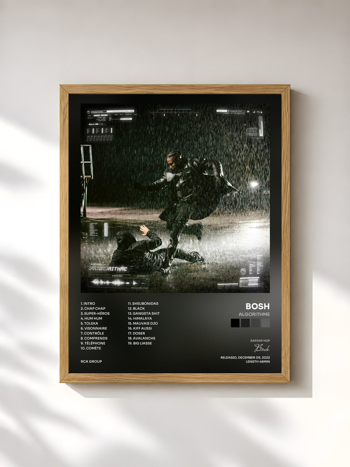 #bois Tableau de l'album Algorithme de Bosh, cadre en bois brut, imprimé et encadré en France