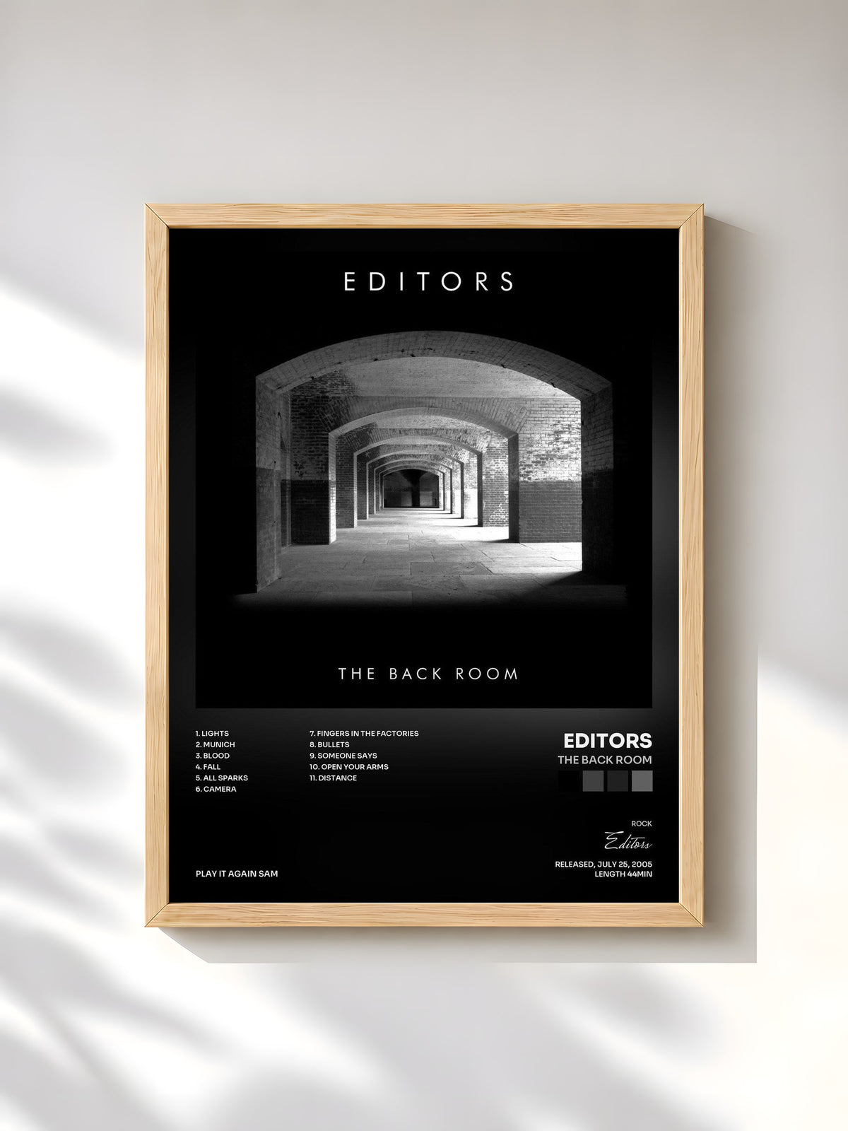 #bois Tableau de l'album The Back Room de Editors, cadre en bois brut, imprimé et encadré en France