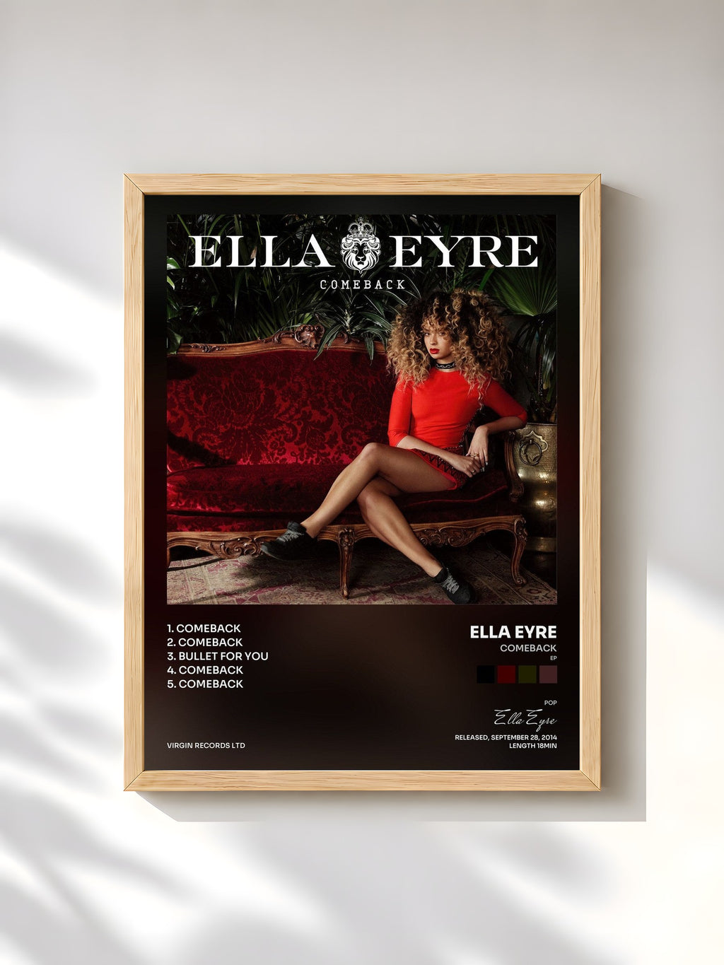 #bois Tableau de l'album Comeback (EP) de Ella Eyre, cadre en bois brut, imprimé et encadré en France