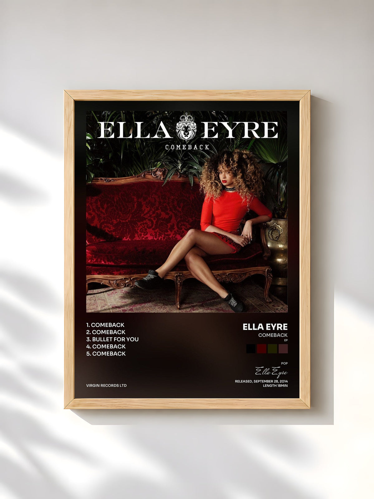 #bois Tableau de l'album Comeback (EP) de Ella Eyre, cadre en bois brut, imprimé et encadré en France