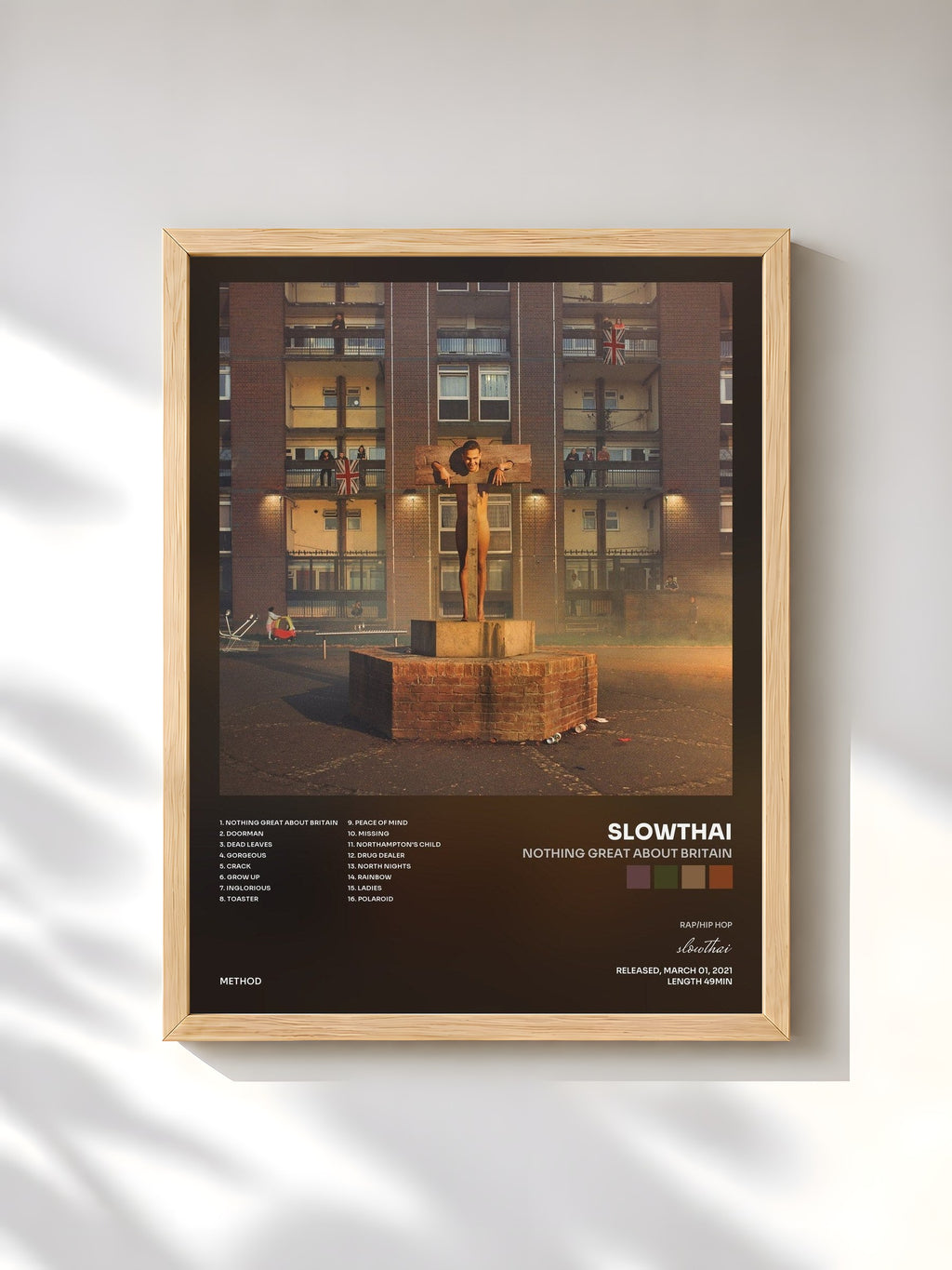 #bois Tableau de l'album Nothing Great About Britain de slowthai, cadre en bois brut, imprimé et encadré en France