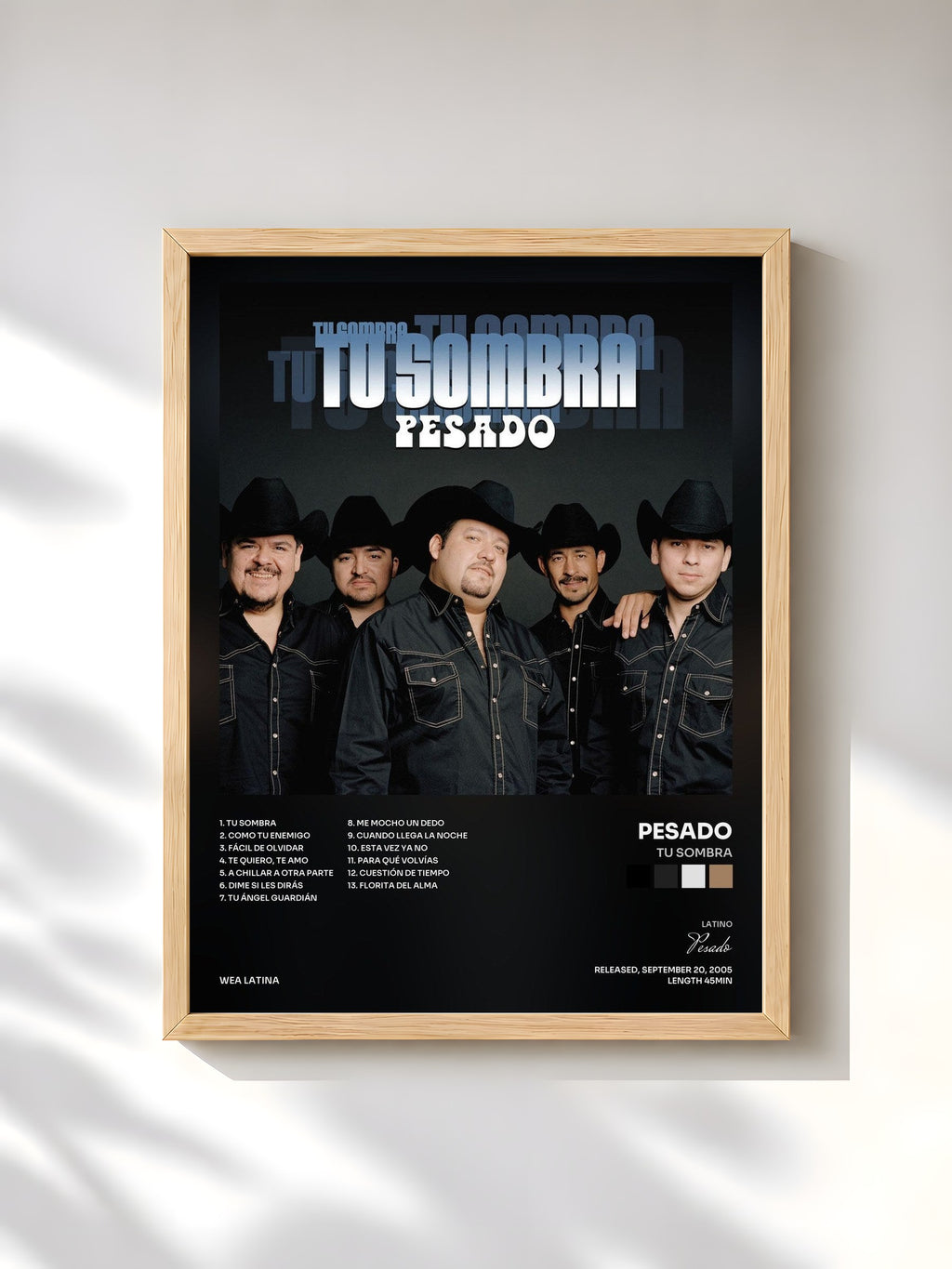 #bois Tableau de l'album Tu Sombra de Pesado, cadre en bois brut, imprimé et encadré en France