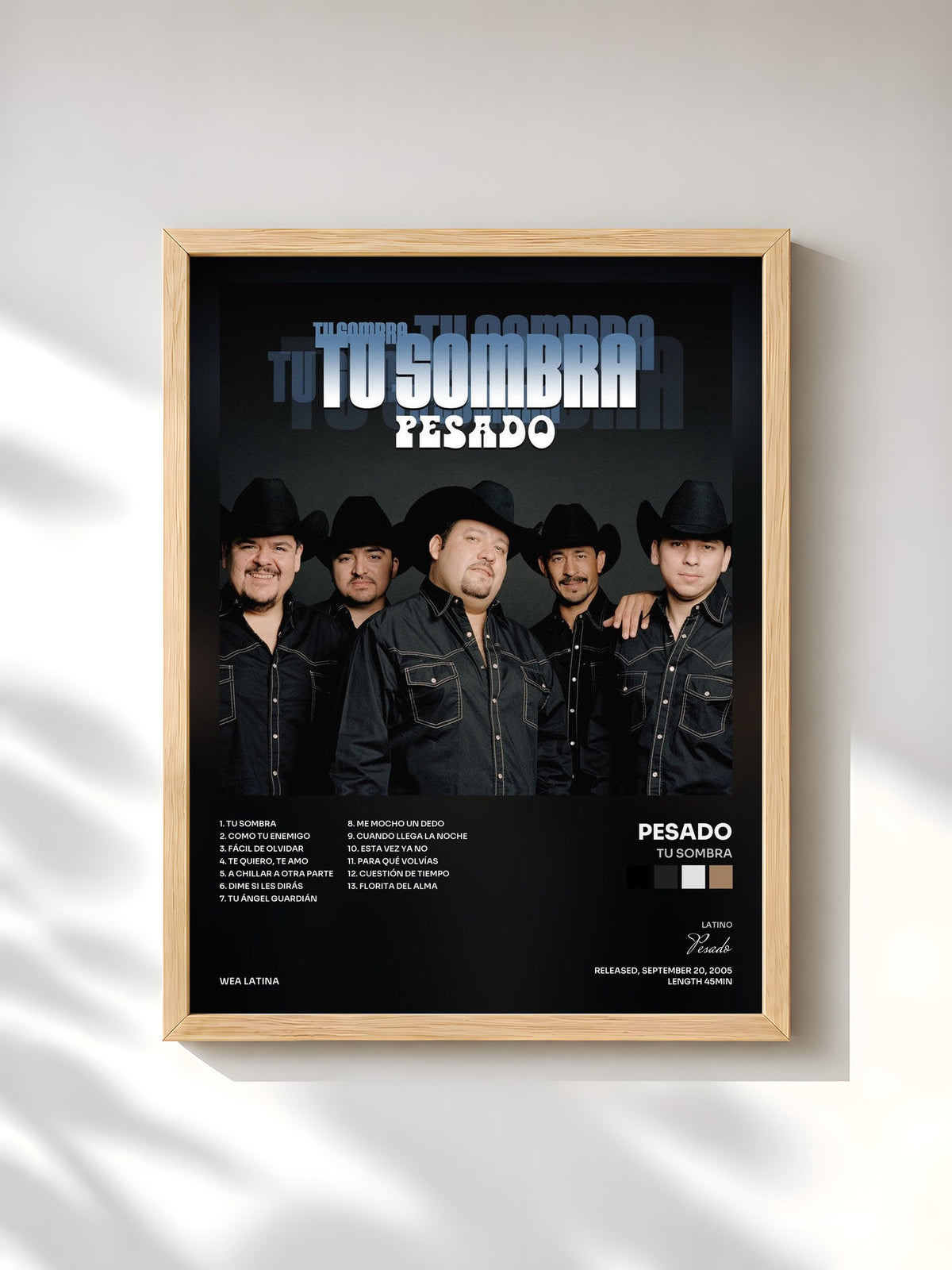 #bois Tableau de l'album Tu Sombra de Pesado, cadre en bois brut, imprimé et encadré en France