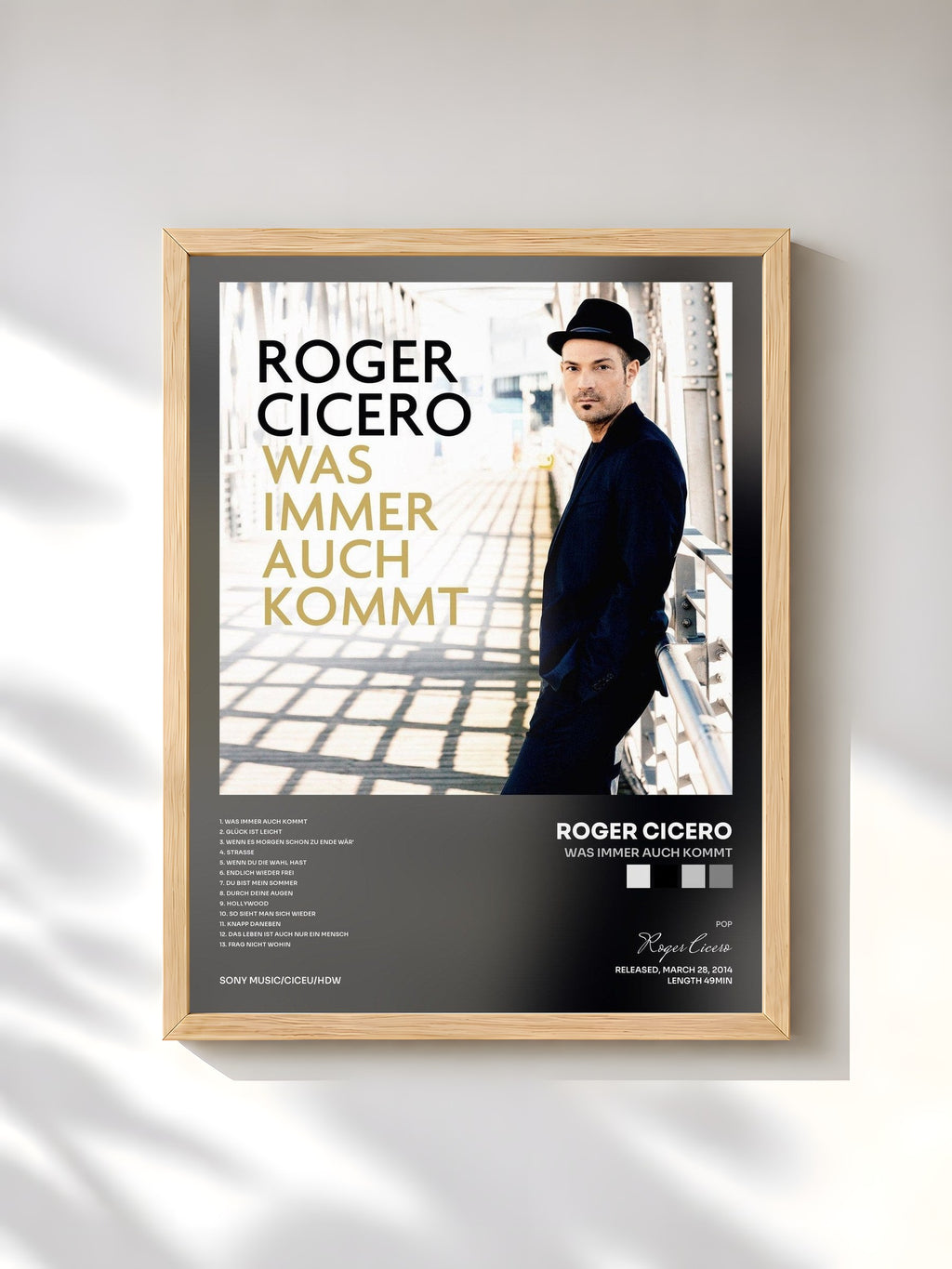 #bois Tableau de l'album Was immer auch kommt de Roger Cicero, cadre en bois brut, imprimé et encadré en France