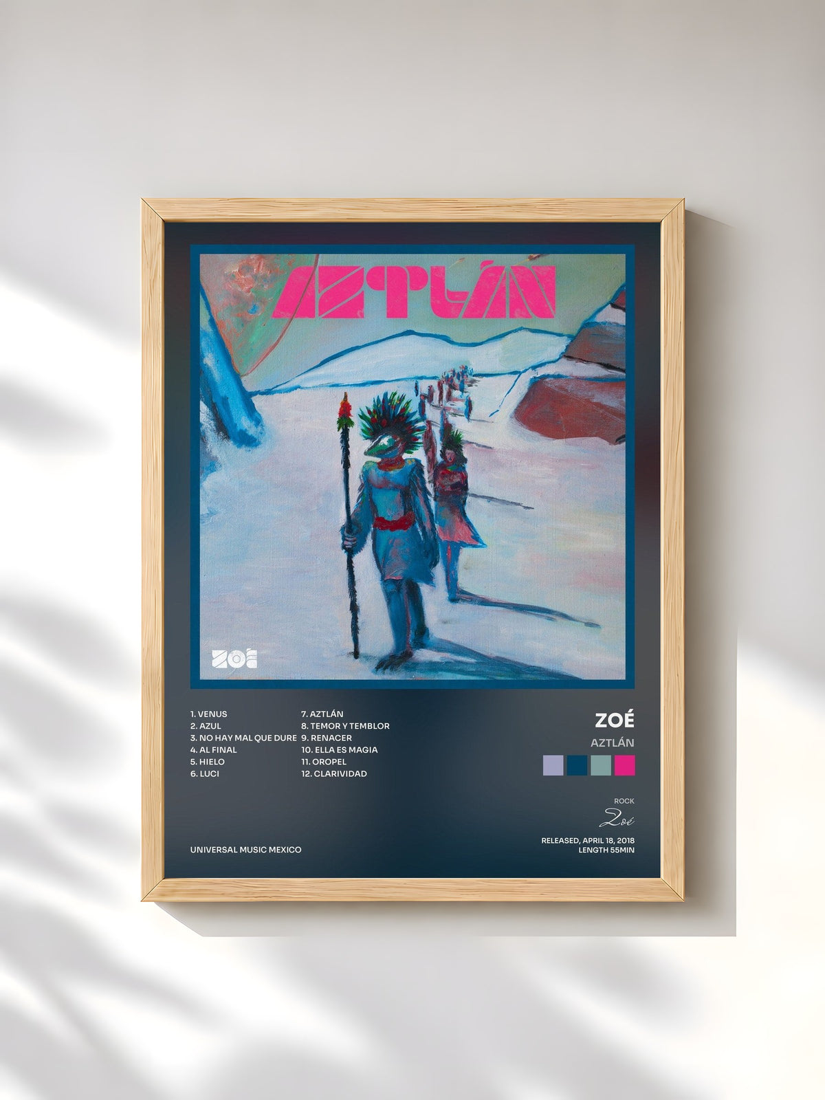 #bois Tableau de l'album Aztlán de Zoé, cadre en bois brut, imprimé et encadré en France