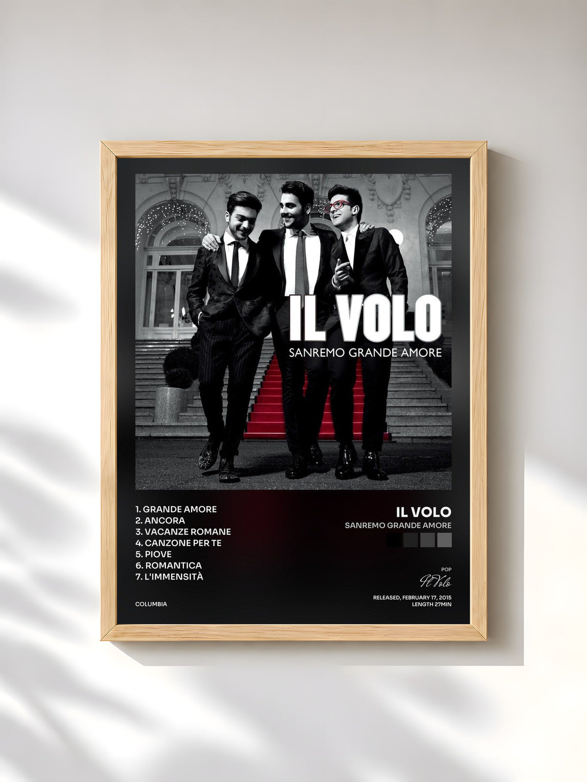 #bois Tableau de l'album Sanremo grande amore de Il Volo, cadre en bois brut, imprimé et encadré en France