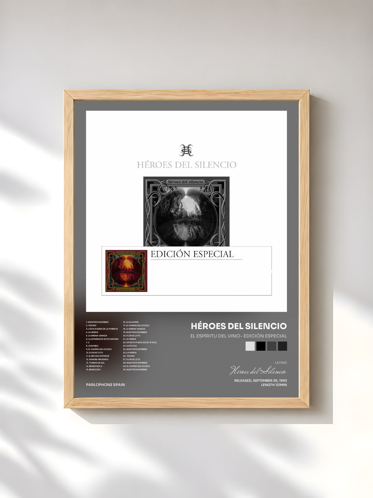 #bois Tableau de l'album El Espíritu Del Vino- Edición Especial de Héroes del Silencio, cadre en bois brut, imprimé et encadré en France