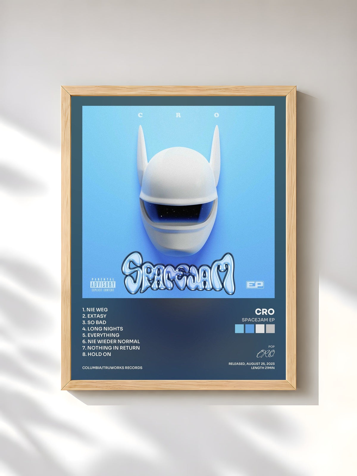 #bois Tableau de l'album SPACEJAM EP de CRO, cadre en bois brut, imprimé et encadré en France