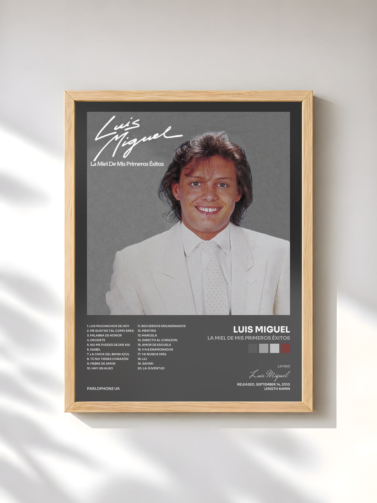 #bois Tableau de l'album La Miel De Mis Primeros Éxitos de Luis Miguel, cadre en bois brut, imprimé et encadré en France