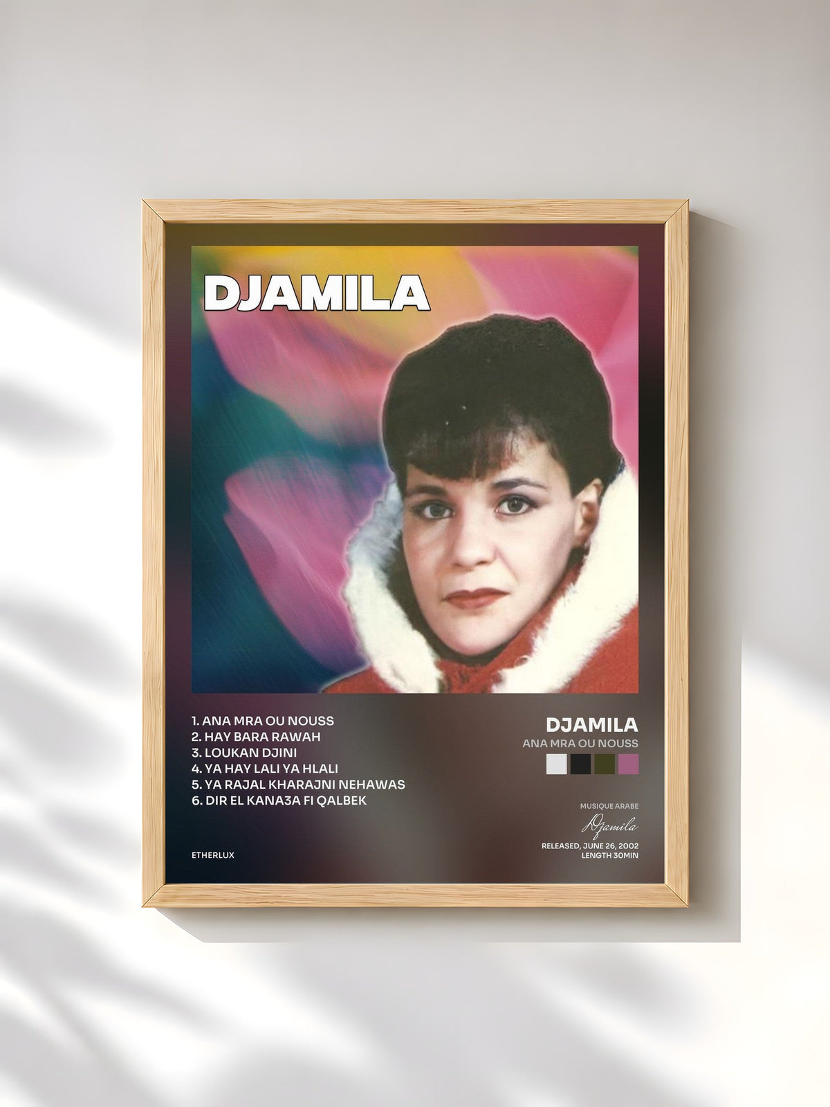 #bois Tableau de l'album Ana Mra Ou Nouss de Djamila, cadre en bois brut, imprimé et encadré en France