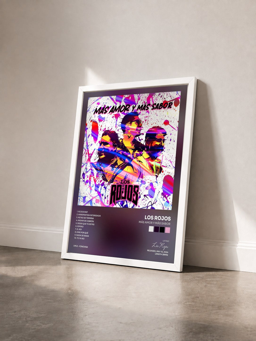 #blanc Tableau de l'album Más Amor Y Más Sabor de Los Rojos vu de trois quarts, cadre blanc
