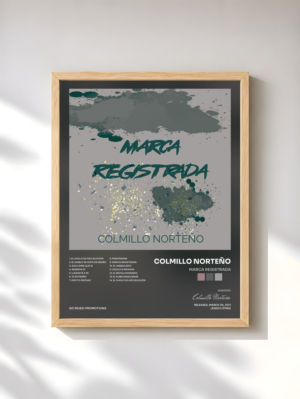 #bois Tableau de l'album Marca Registrada de Colmillo Norteño, cadre en bois brut, imprimé et encadré en France