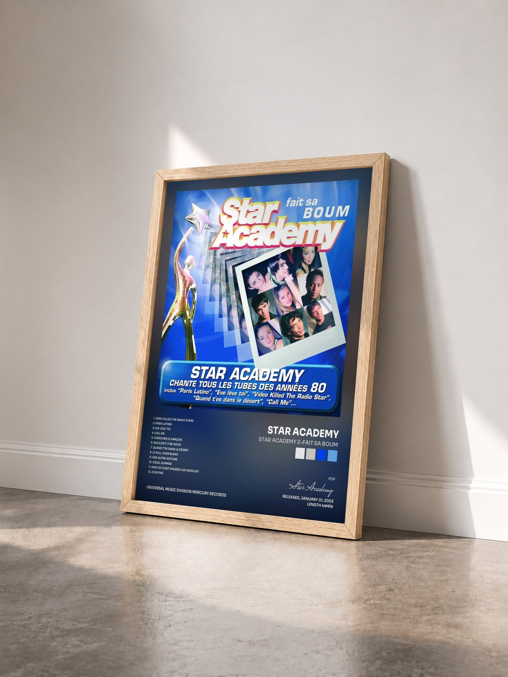 #bois Tableau de l'album Star Academy 2-Fait Sa Boum de Star Academy vu de trois quarts, cadre en bois brut