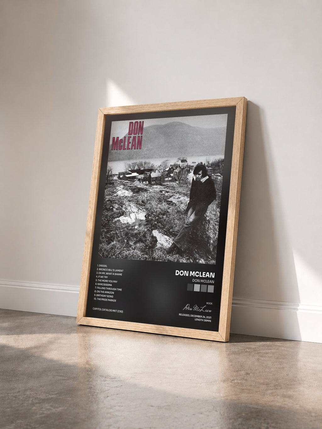 #bois Tableau de l'album Don McLean de Don McLean vu de trois quarts, cadre en bois brut
