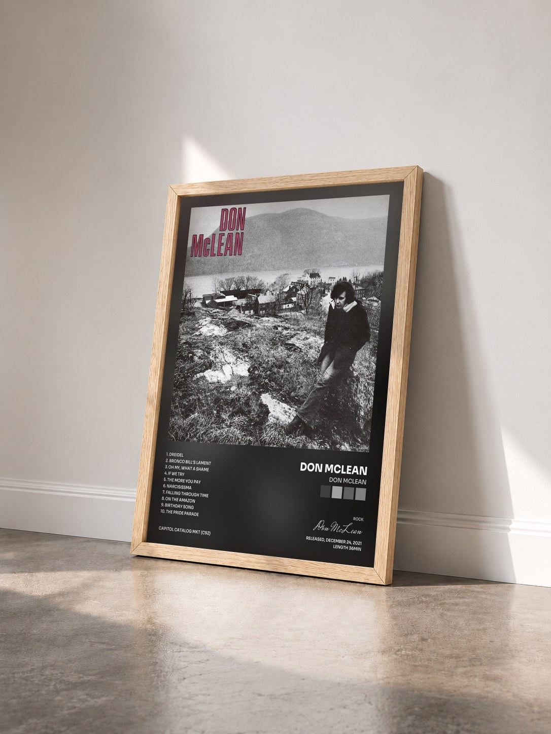 #bois Tableau de l'album Don McLean de Don McLean vu de trois quarts, cadre en bois brut