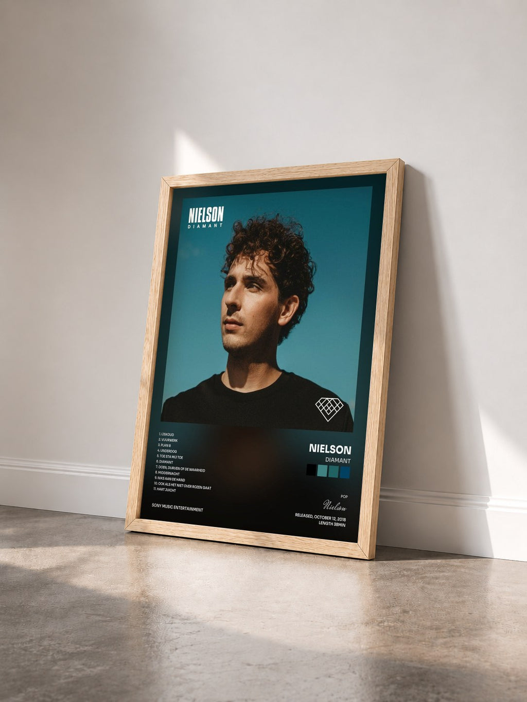#bois Tableau de l'album Diamant de Nielson vu de trois quarts, cadre en bois brut