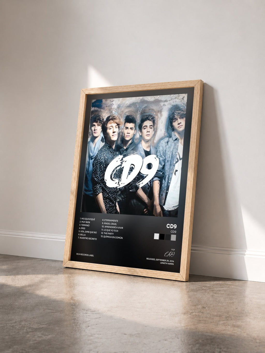 #bois Tableau de l'album CD9 de CD9 vu de trois quarts, cadre en bois brut