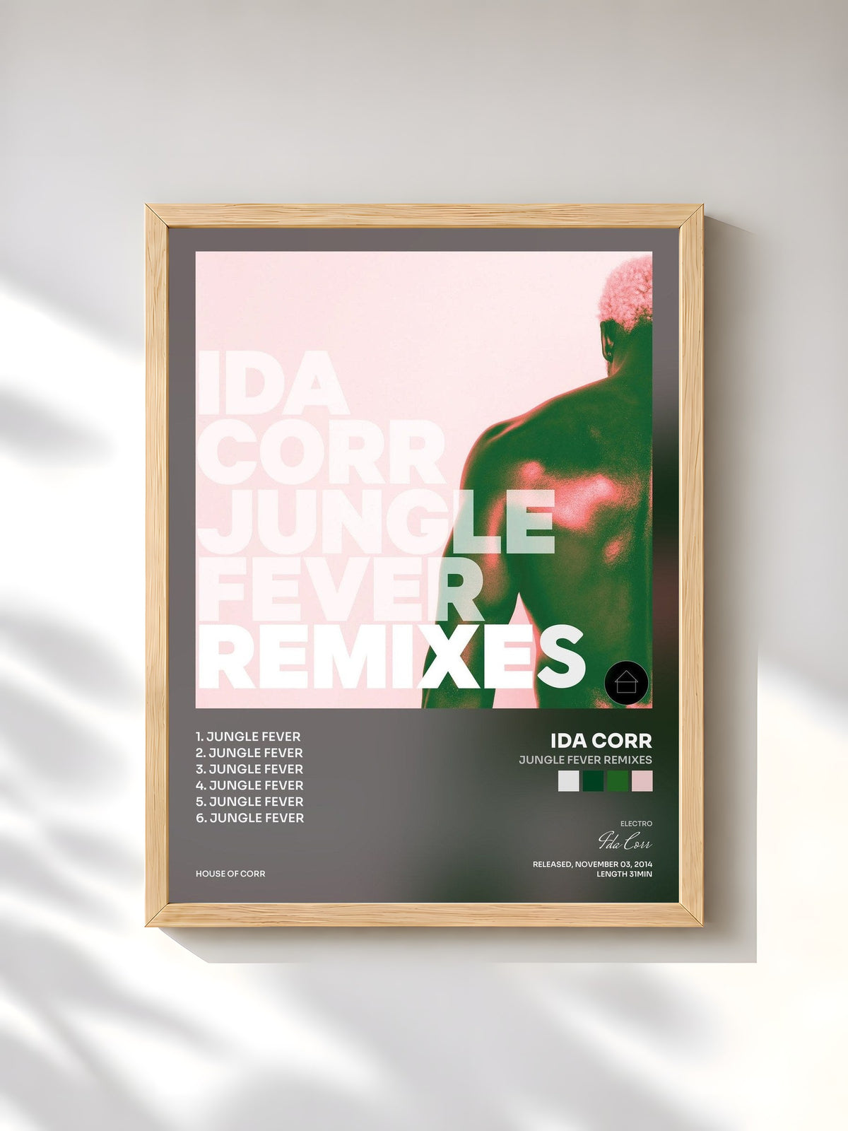 #bois Tableau de l'album Jungle Fever Remixes de Ida Corr, cadre en bois brut, imprimé et encadré en France