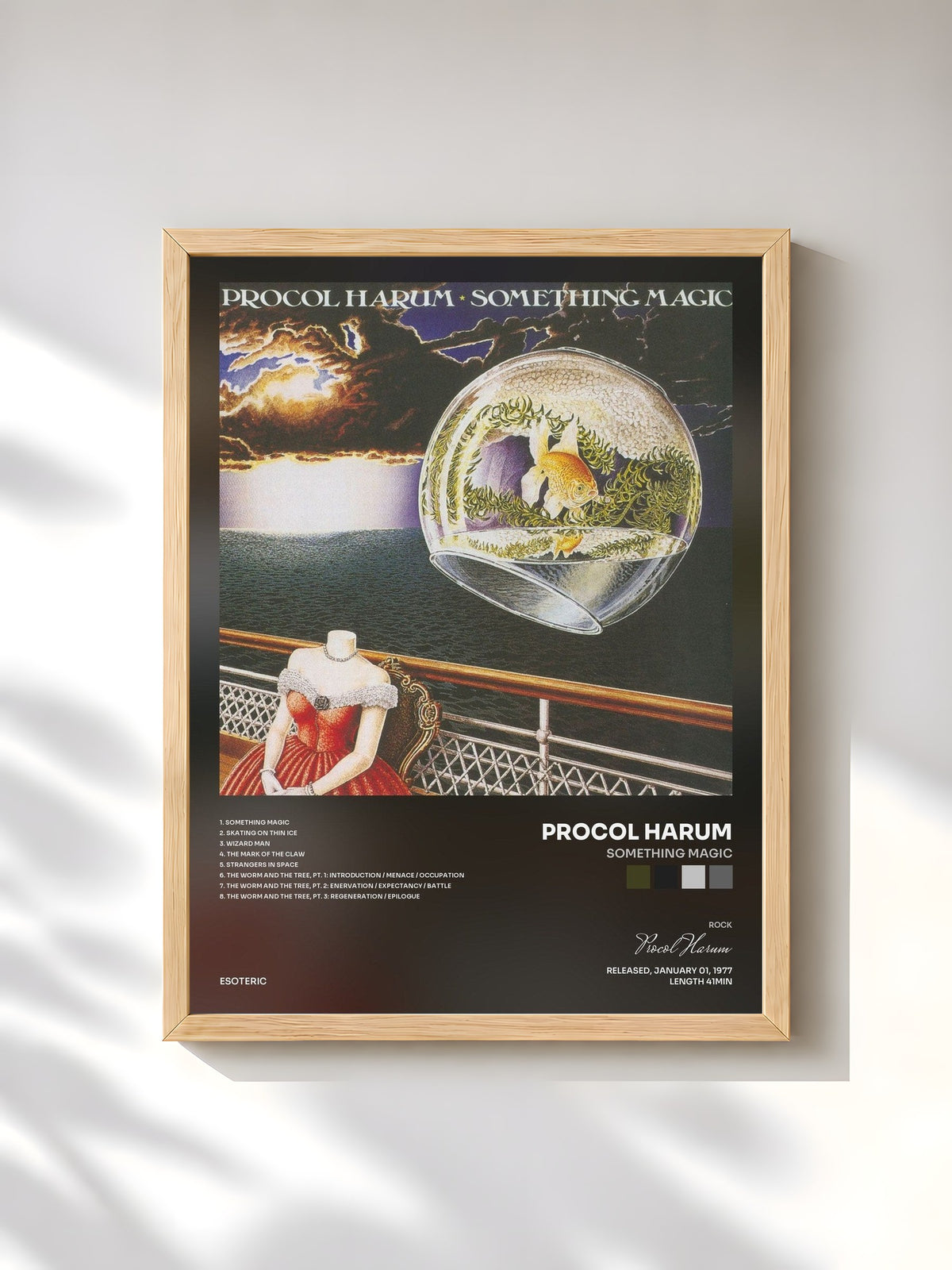 #bois Tableau de l'album Something Magic de Procol Harum, cadre en bois brut, imprimé et encadré en France