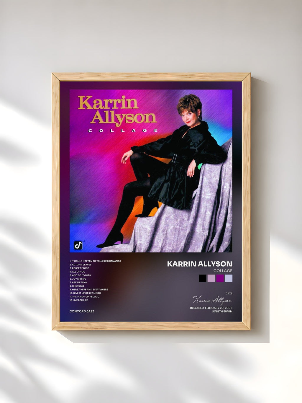 #bois Tableau de l'album Collage de Karrin Allyson, cadre en bois brut, imprimé et encadré en France
