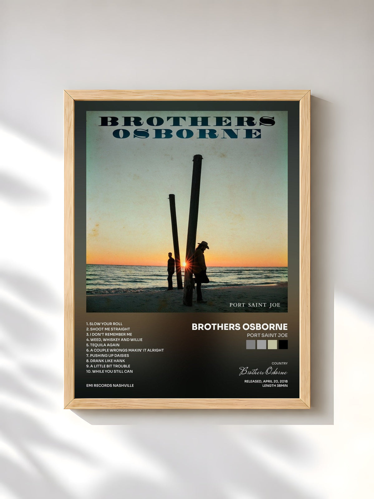 #bois Tableau de l'album Port Saint Joe de Brothers Osborne, cadre en bois brut, imprimé et encadré en France