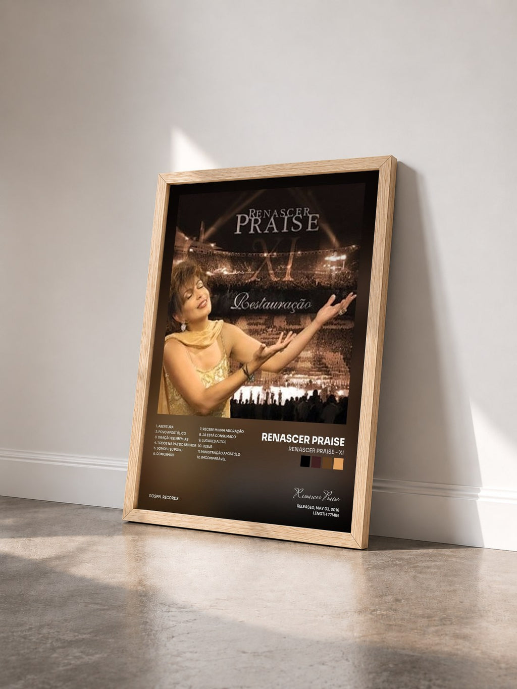 #bois Tableau de l'album Renascer Praise - XI de Renascer Praise vu de trois quarts, cadre en bois brut