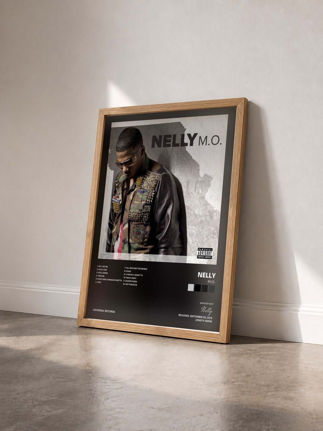 #bois Tableau de l'album M.O. de Nelly vu de trois quarts, cadre en bois brut