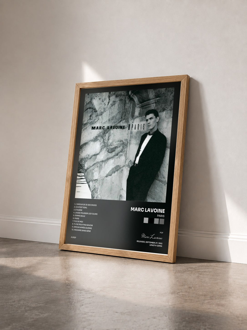 #bois Tableau de l'album Paris de Marc Lavoine vu de trois quarts, cadre en bois brut