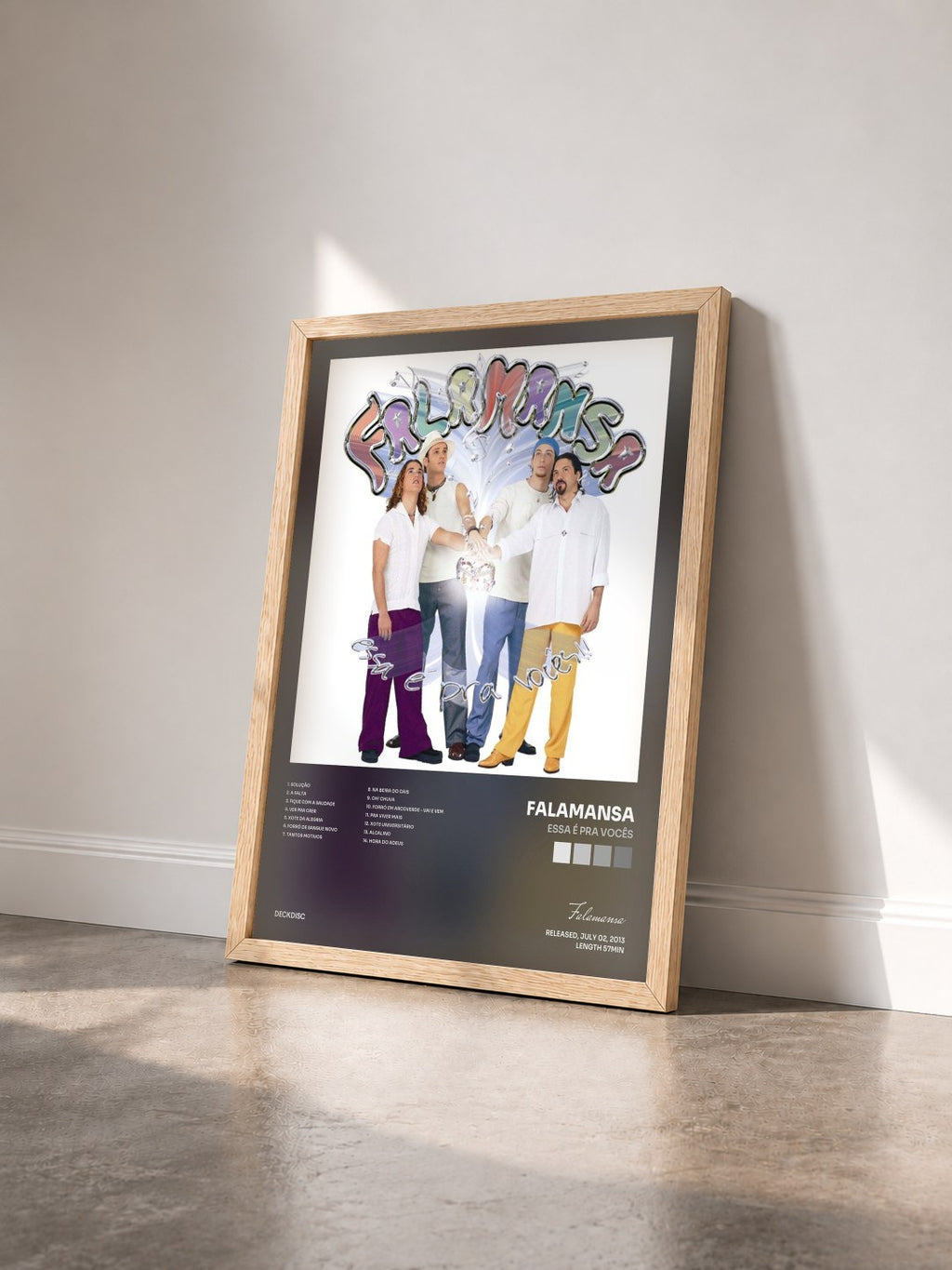#bois Tableau de l'album Essa É Pra Vocês de Falamansa vu de trois quarts, cadre en bois brut