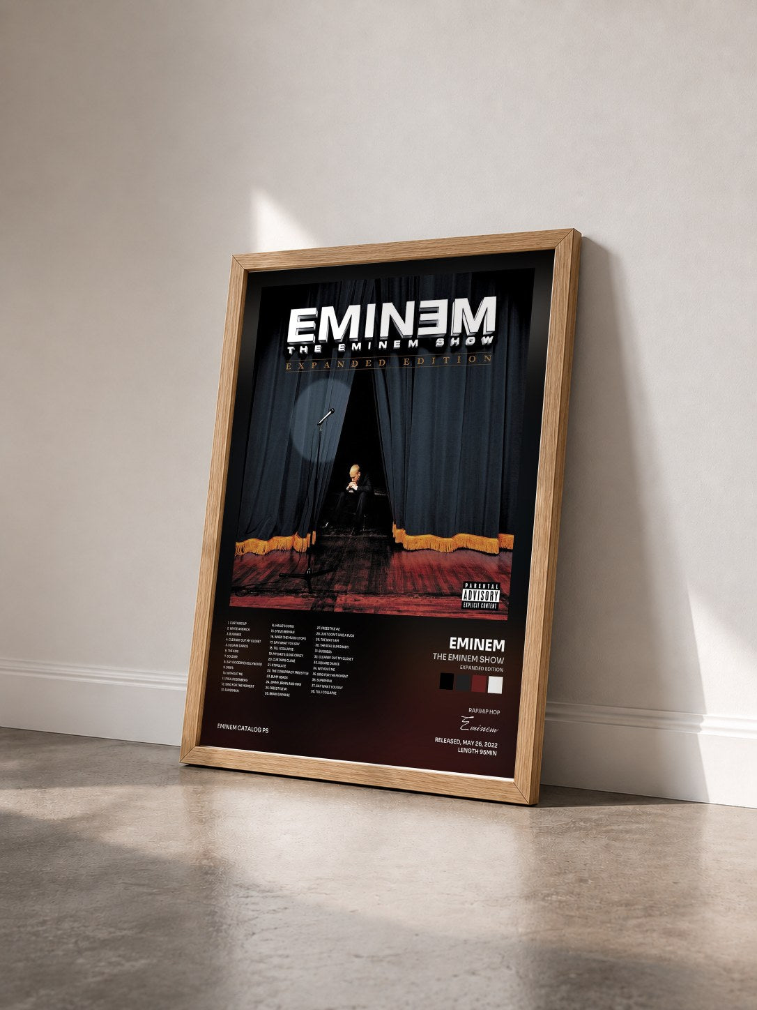 #bois Tableau de l'album The Eminem Show (Expanded Edition) de Eminem vu de trois quarts, cadre en bois brut
