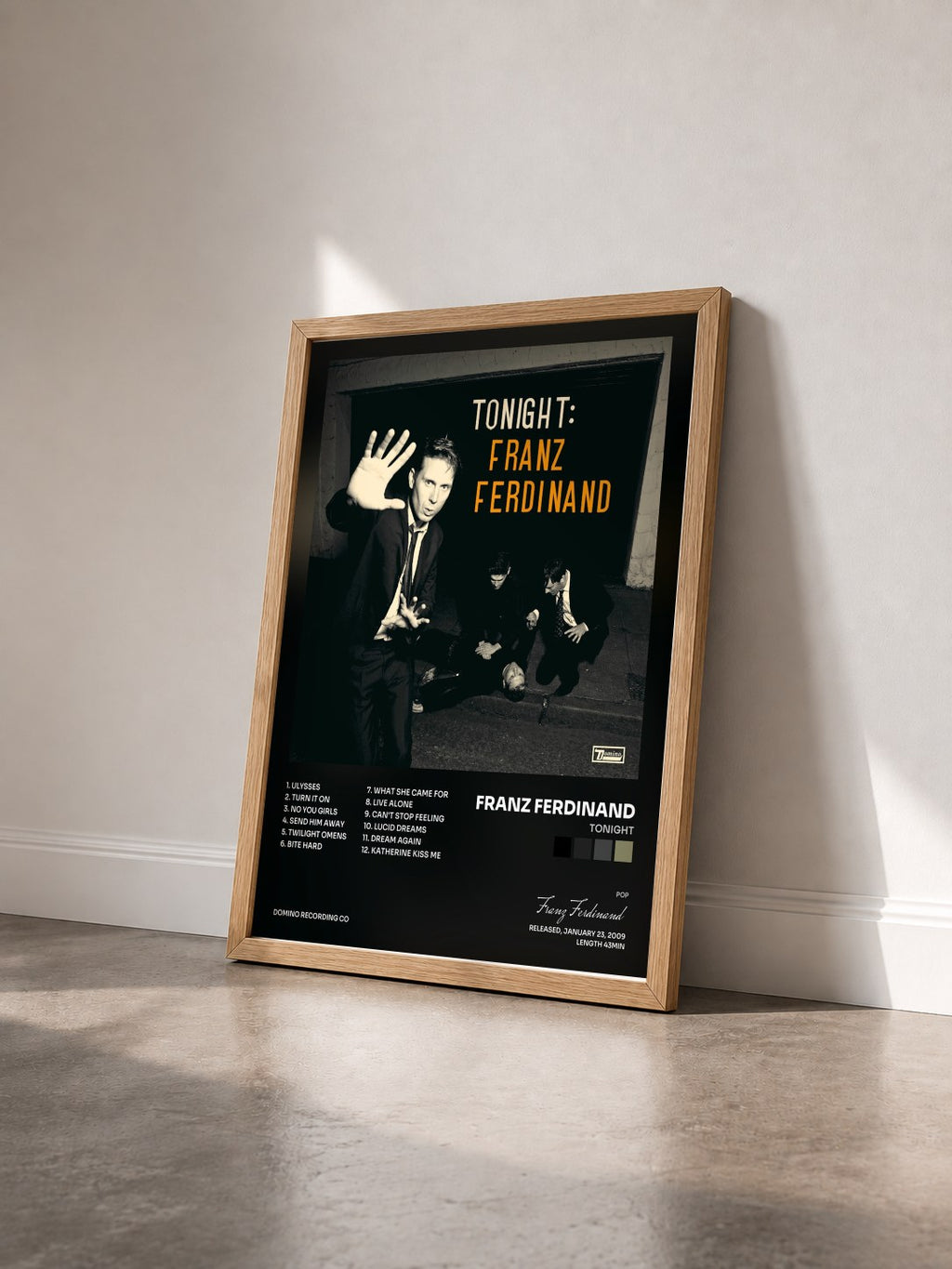 #bois Tableau de l'album Tonight de Franz Ferdinand vu de trois quarts, cadre en bois brut