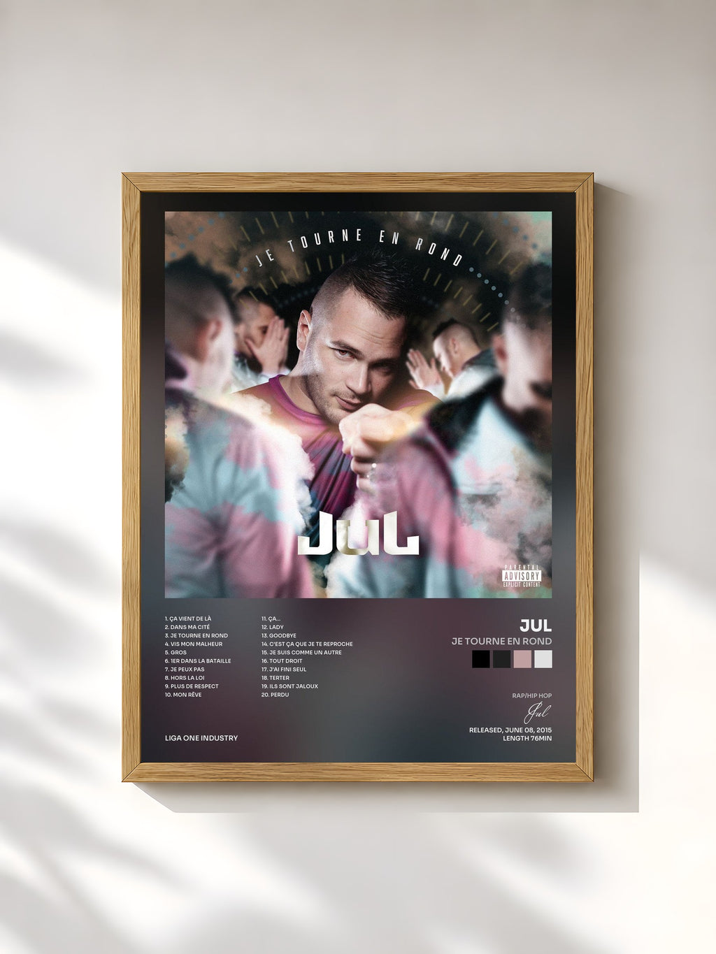 #bois Tableau de l'album Je tourne en rond de Jul, cadre en bois brut, imprimé et encadré en France