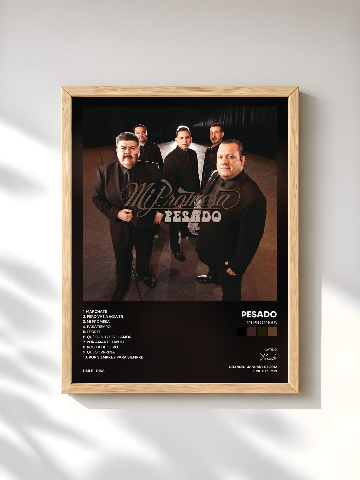 #bois Tableau de l'album Mi Promesa de Pesado, cadre en bois brut, imprimé et encadré en France
