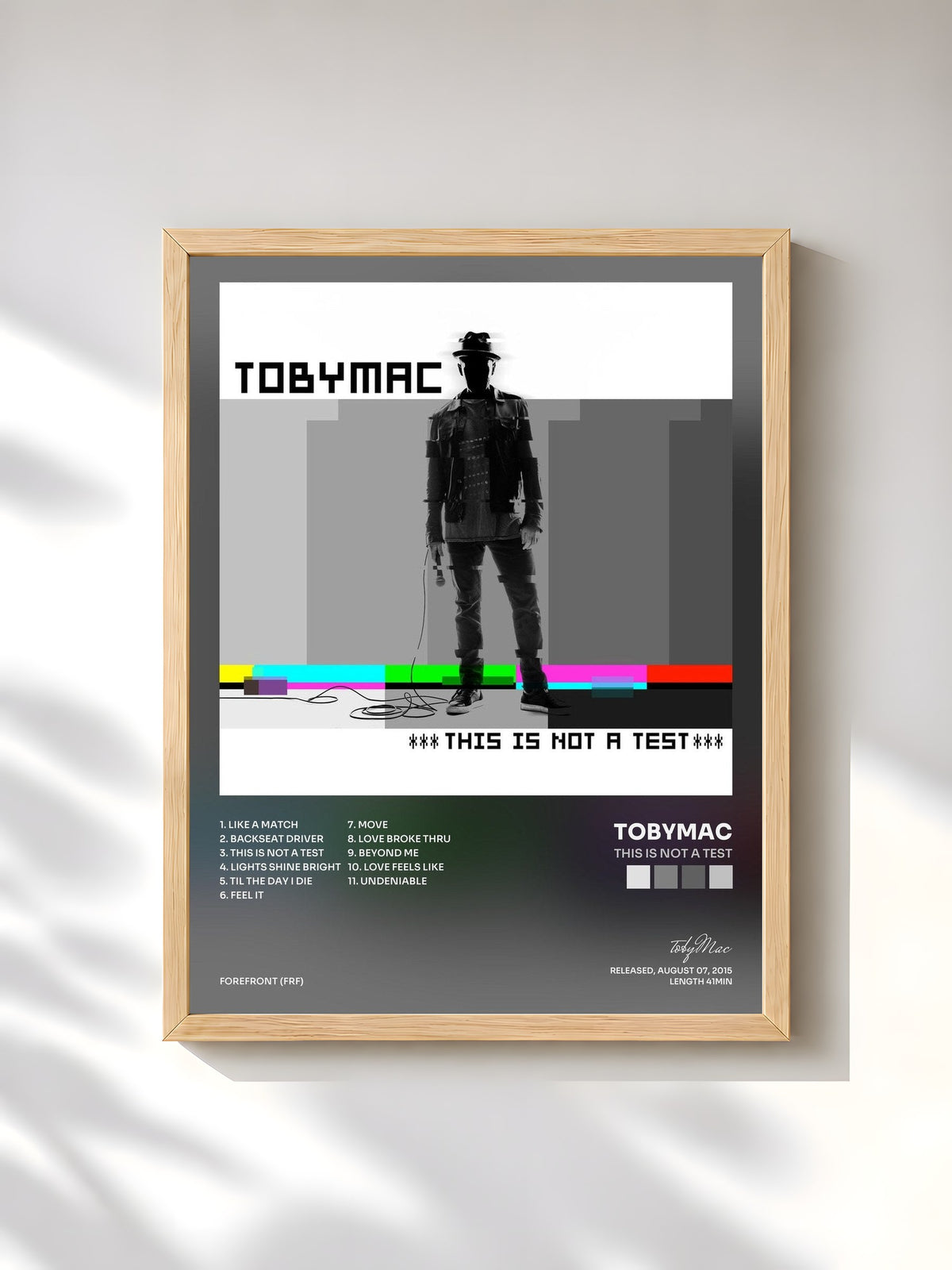 #bois Tableau de l'album This Is Not A Test de tobyMac, cadre en bois brut, imprimé et encadré en France