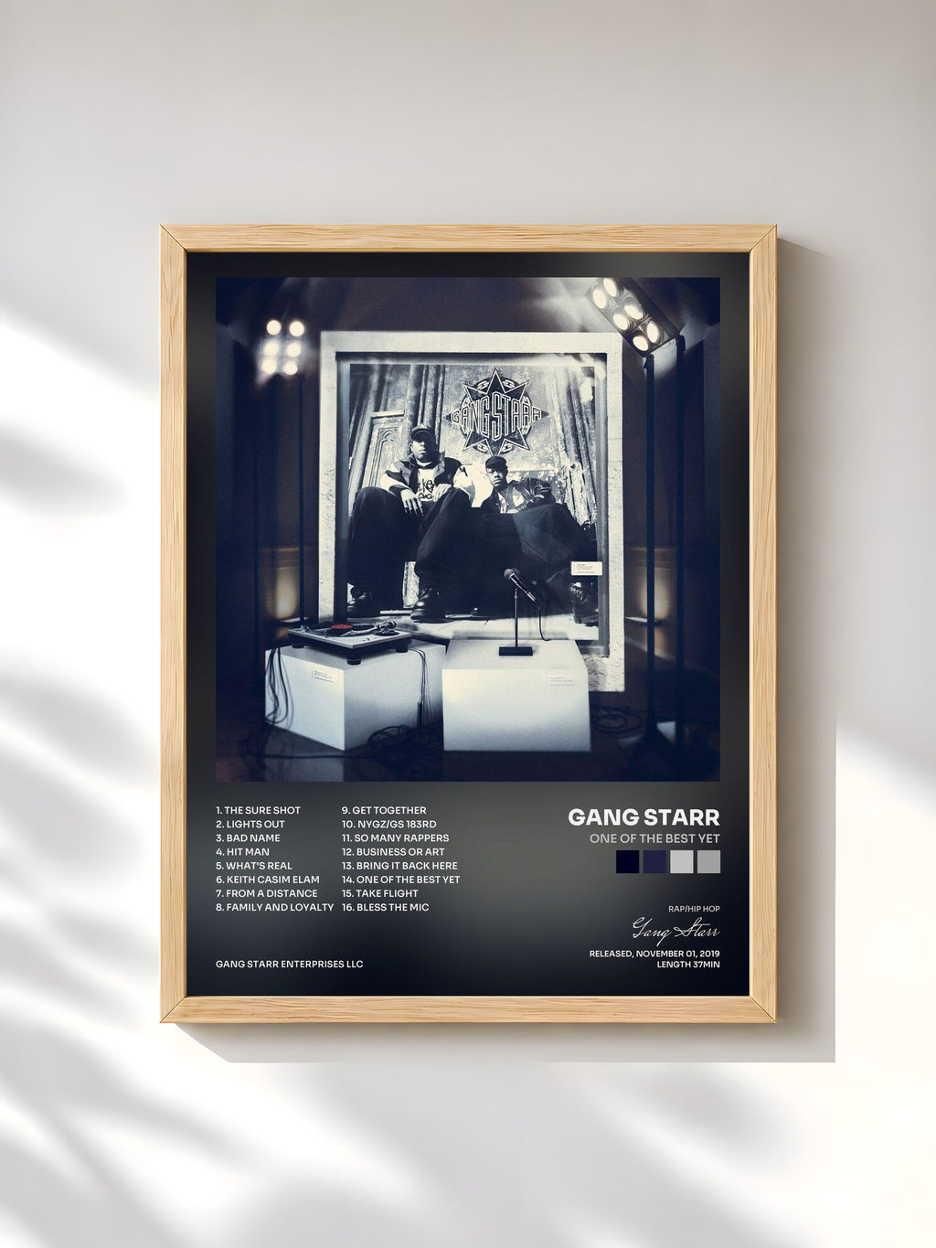 #bois Tableau de l'album One Of The Best Yet de Gang Starr, cadre en bois brut, imprimé et encadré en France