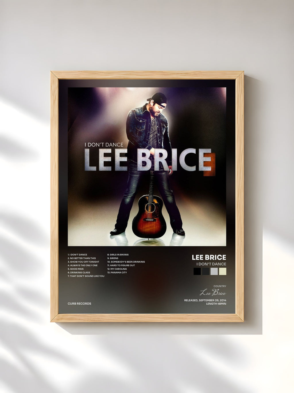 #bois Tableau de l'album I Don't Dance de Lee Brice, cadre en bois brut, imprimé et encadré en France