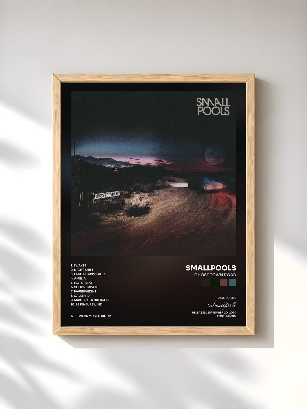 #bois Tableau de l'album Ghost Town Road de Smallpools, cadre en bois brut, imprimé et encadré en France