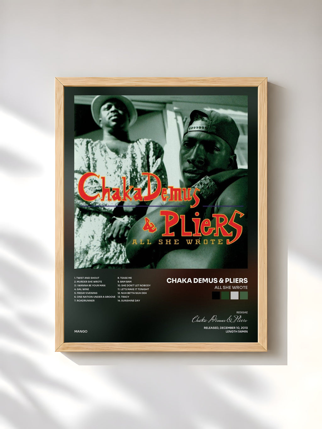 #bois Tableau de l'album All She Wrote de Chaka Demus & Pliers, cadre en bois brut, imprimé et encadré en France