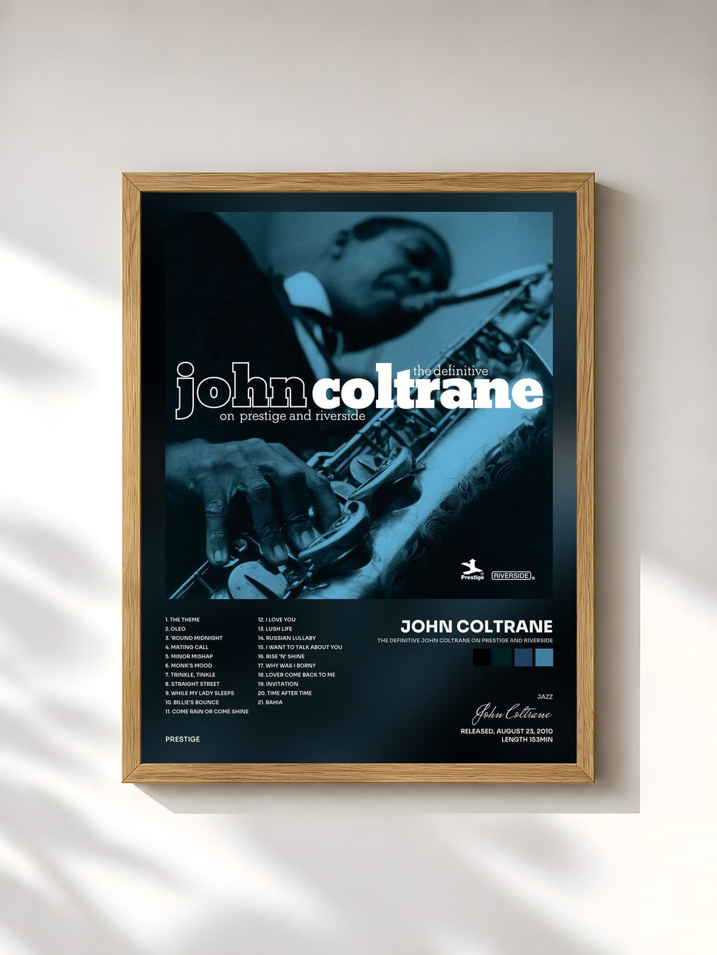 #bois Tableau de l'album The Definitive John Coltrane On Prestige And Riverside de John Coltrane, cadre en bois brut, imprimé et encadré en France
