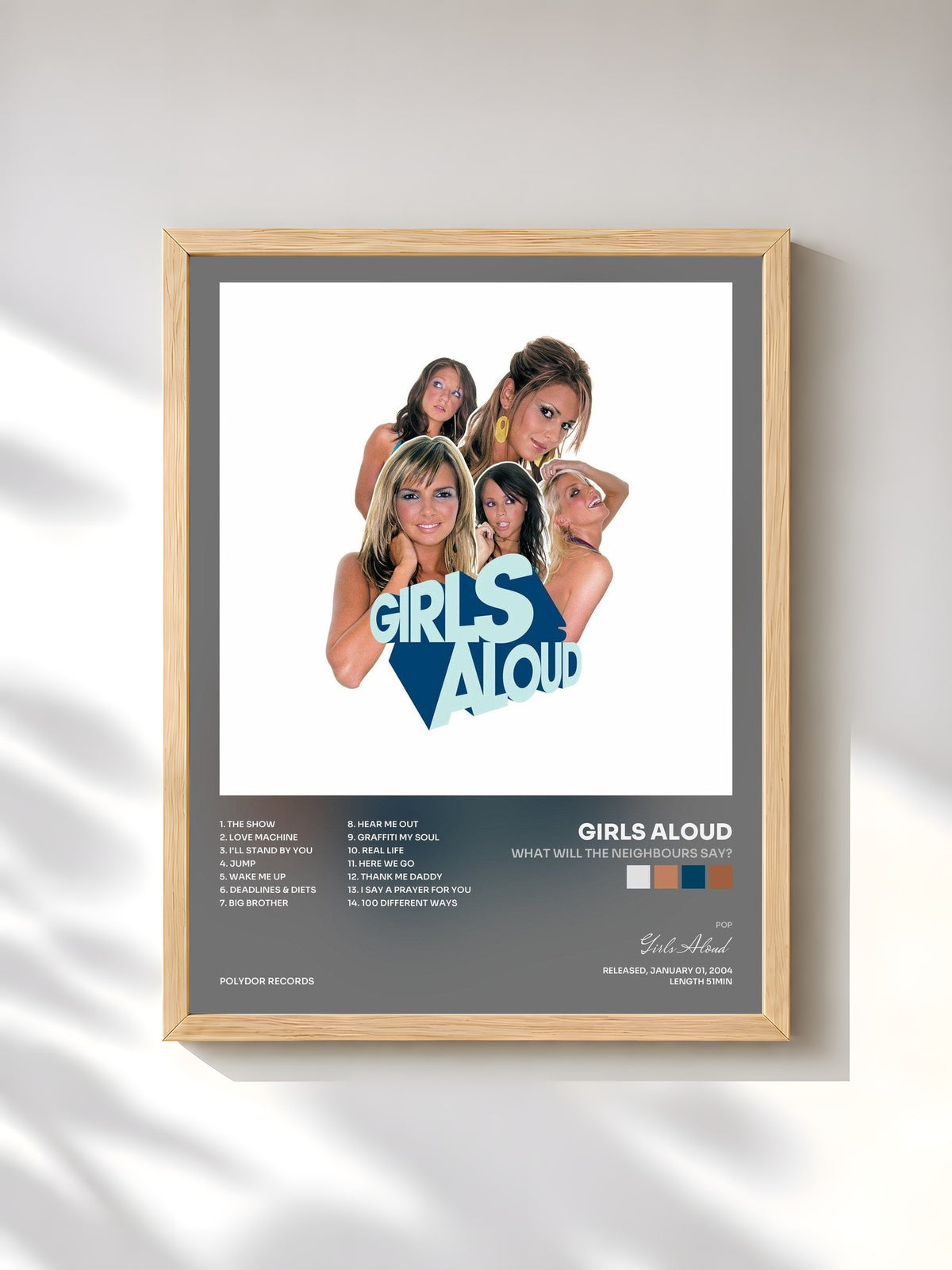 #bois Tableau de l'album What Will The Neighbours Say? de Girls Aloud, cadre en bois brut, imprimé et encadré en France