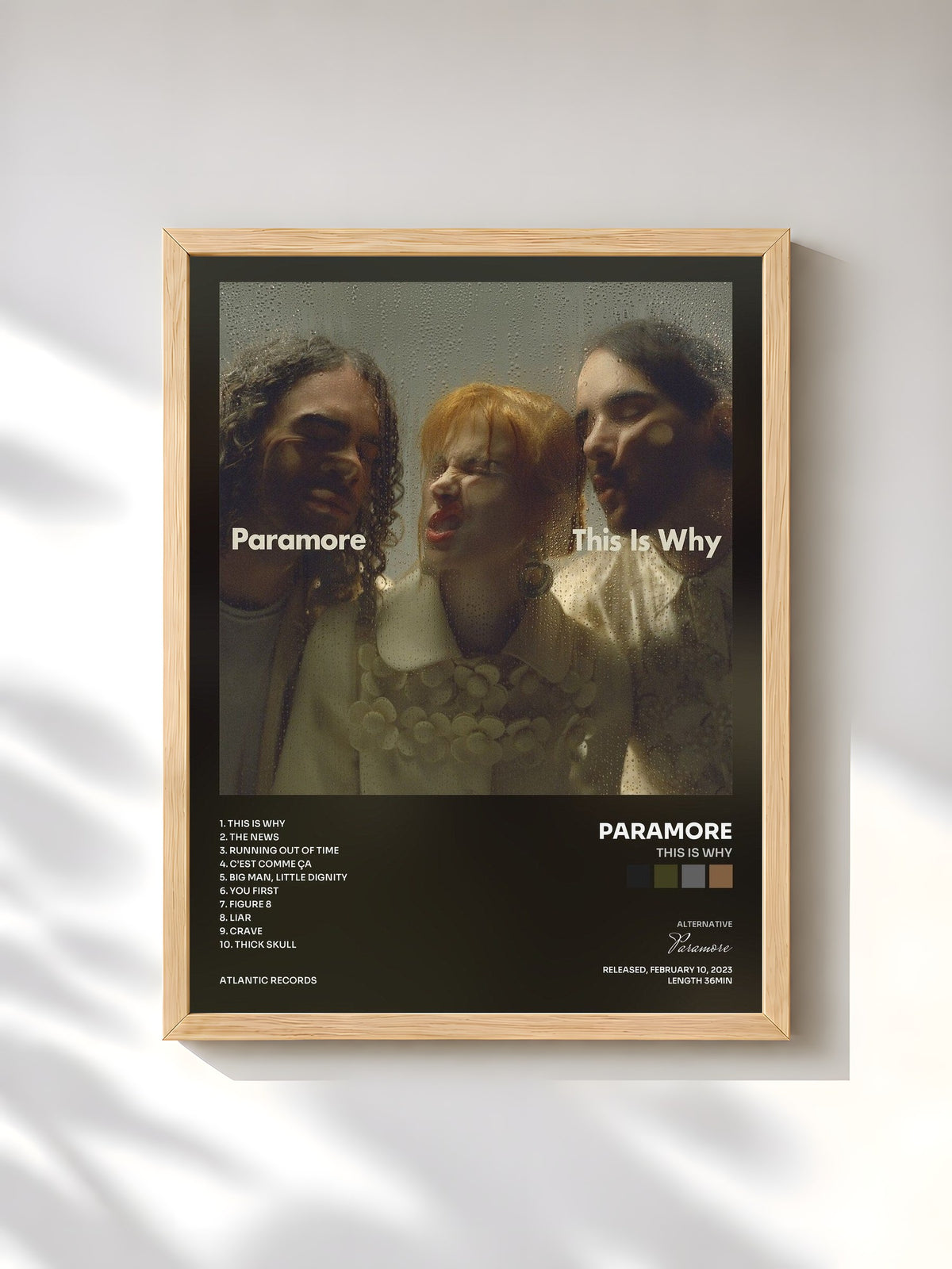#bois Tableau de l'album This Is Why de Paramore, cadre en bois brut, imprimé et encadré en France