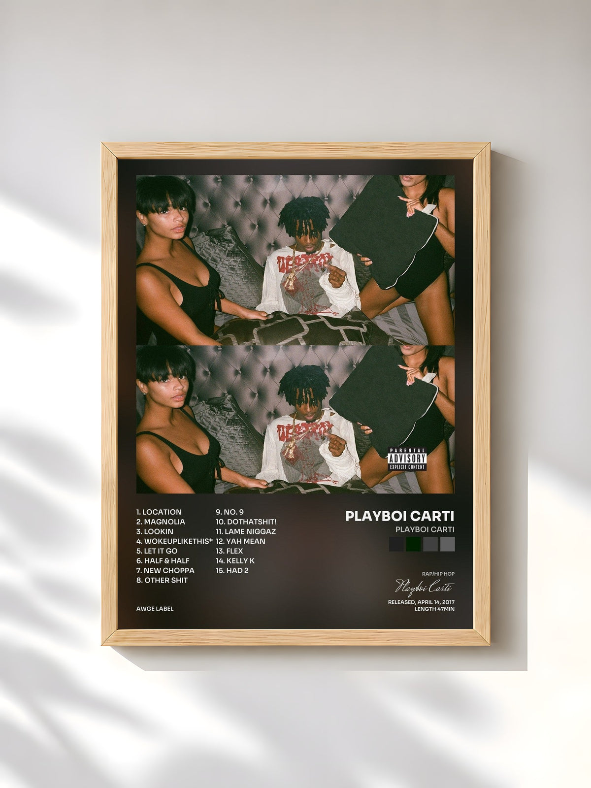 #bois Tableau de l'album Playboi Carti de Playboi Carti, cadre en bois brut, imprimé et encadré en France