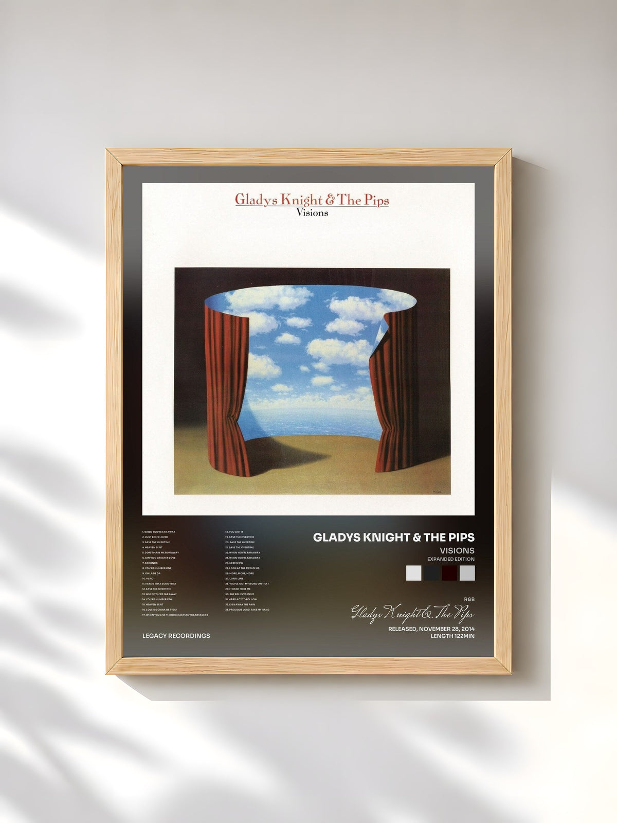#bois Tableau de l'album Visions (Expanded Edition) de Gladys Knight & The Pips, cadre en bois brut, imprimé et encadré en France
