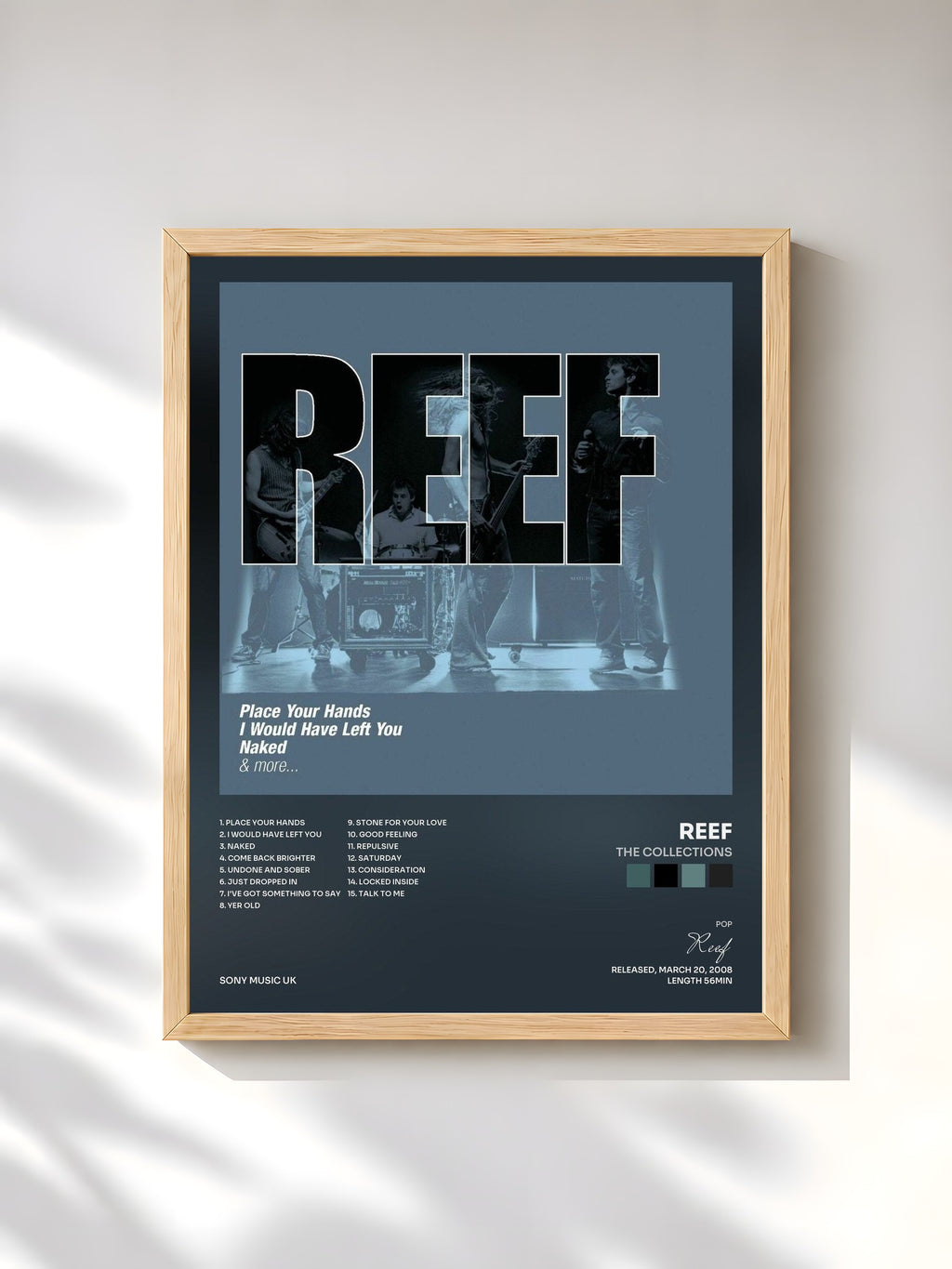 #bois Tableau de l'album The Collections de Reef, cadre en bois brut, imprimé et encadré en France