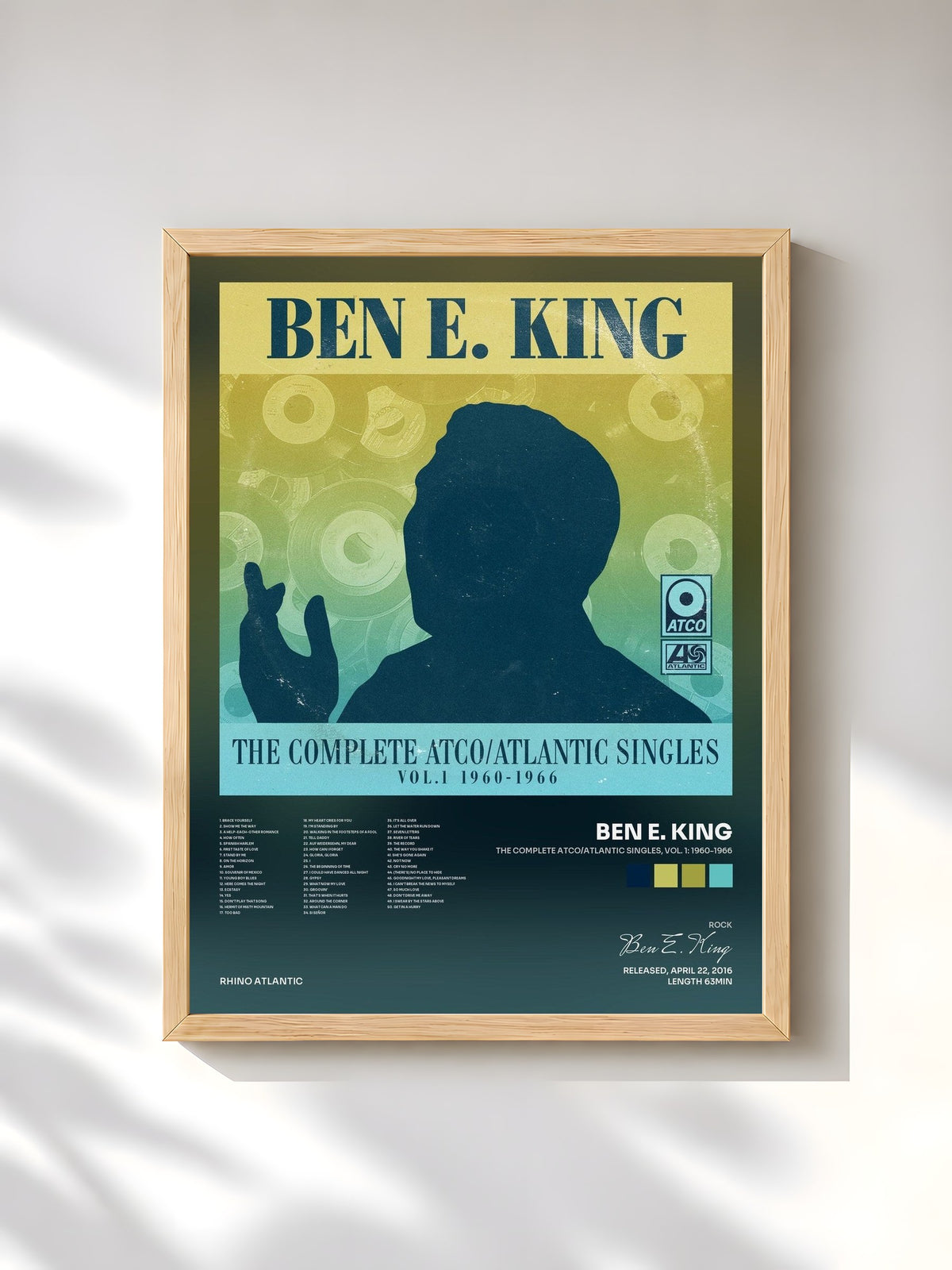 #bois Tableau de l'album The Complete Atco/Atlantic Singles, Vol. 1: 1960-1966 de Ben E. King, cadre en bois brut, imprimé et encadré en France