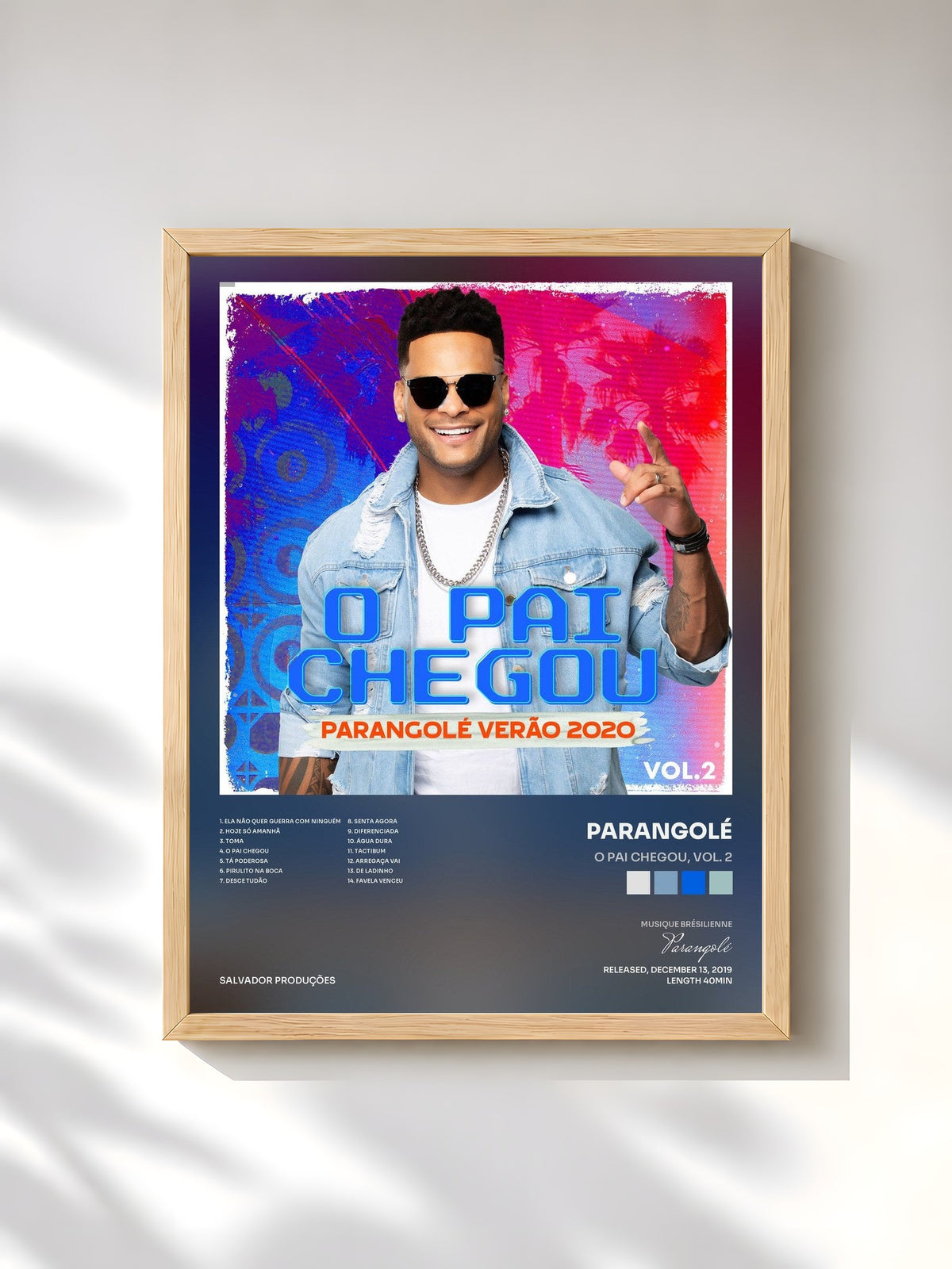 #bois Tableau de l'album O Pai Chegou, Vol. 2 de Parangolé, cadre en bois brut, imprimé et encadré en France
